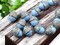*8* 10x12mm Bronze Washed Opaque Pacific Blue Acorn Oval Beads